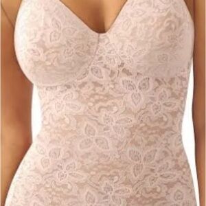 NWT Bali Beige Lace Smooth Firm Control Shaper Bodysuit Women Size 36D.